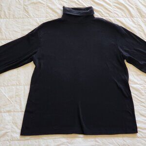 Vintage Lands End Shirt Mens Large Turtle Neck Long Sleeve Blue USA Made Cotton